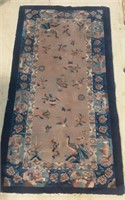 Vintage 3' x 5'9 foot blue peacock design rug