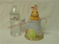 Watering Can Bunny Rabbit Coin Bank ~ 8.5" tall