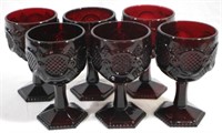 6 Avon ruby red 6" Water Goblets