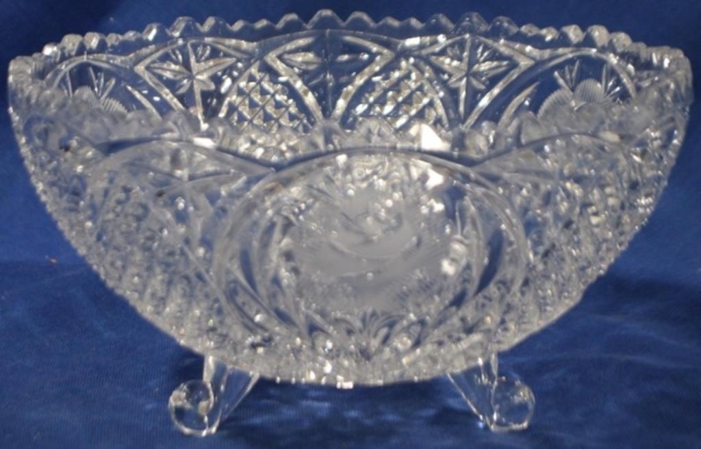 Press Cut Crystal Footed 8.75" Bowl