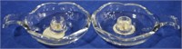 Pair Glass Saucer Candlesticks, 4.75"