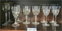 (10) Pieces of Crystal Stemware, (2) Gold Rimmed