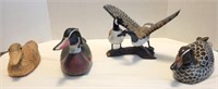 Wooden Duck & Composite Bird Figurines