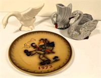 Goebel plate, swans & more