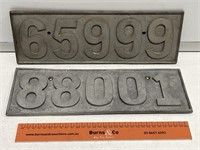 2 x Cast Number Plates - 350 x 120