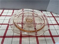 PINK DEPRESSION INDIANNA GLASS MADRID CAKE PLATE