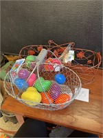 baskets and plastic easter eggs