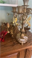 Gold color candle holder and misc