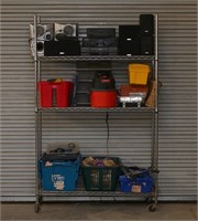 Rolling Metal Shelving Unit & All Contents