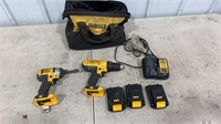 DeWalt Drill, Impact Driver, Charger, & Batteries