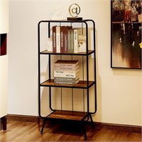 4-Tier Bookshelf  Wooden/Metal  Vertical Standing