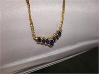 14Kt  Diamond & Sapphire Necklace 7.7Gr Necklace