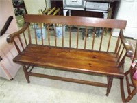 Pine Entry Bench W/ Spindle Back