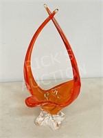 orange glass centerpiece - Chalet - 16" tall