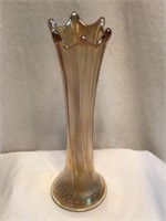 Mid-Century Amber Carnival Art Glass Swung Vase