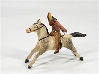 ANTIQUE GERMAN PUTZ COMPOSITION INDIAN ON HORSE