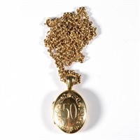 VINTAGE 18K GOLD LOCKET AND 14K GOLD CHAIN, the