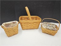 3 Longaberger Baskets  6 to 11" wide