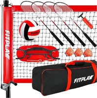 FITPLAY Portable Volleyball and Badminton Net Set
