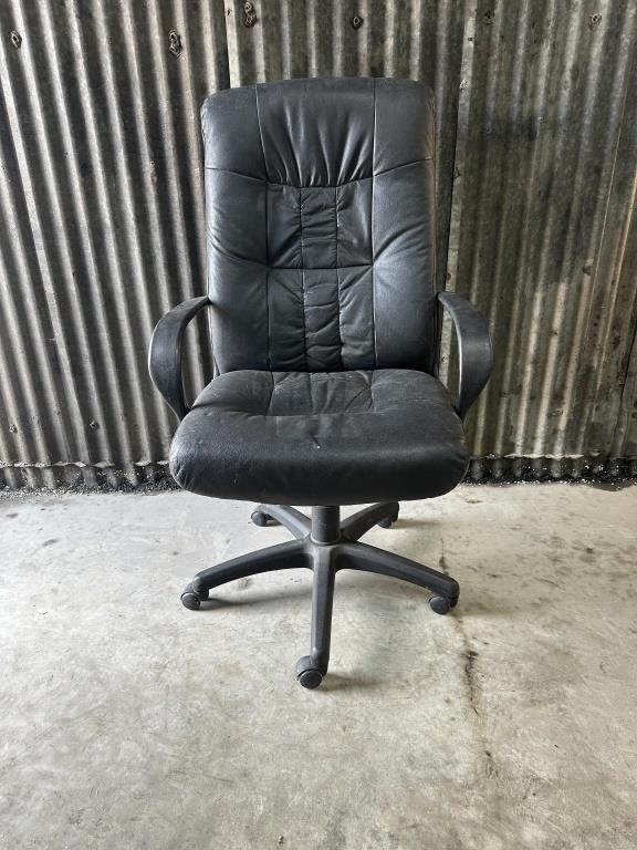 Black leather office chair