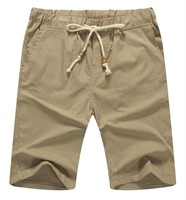 P3729 Medium Linen Drawstring Beach Shorts