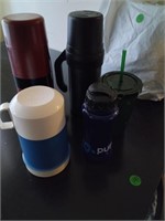 Thermoses and Reusable Plastic Cup Lot Kitchen