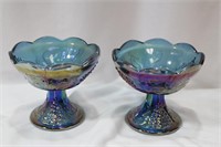 A Pair of Carnival Glass Candle Holders