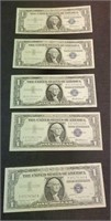 (5) 1957 $1 Silver Certificate Notes