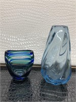 Vintage Crystal  Blue Cut Glass Vase lot