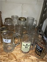 glasses, mugs, jars, bottles