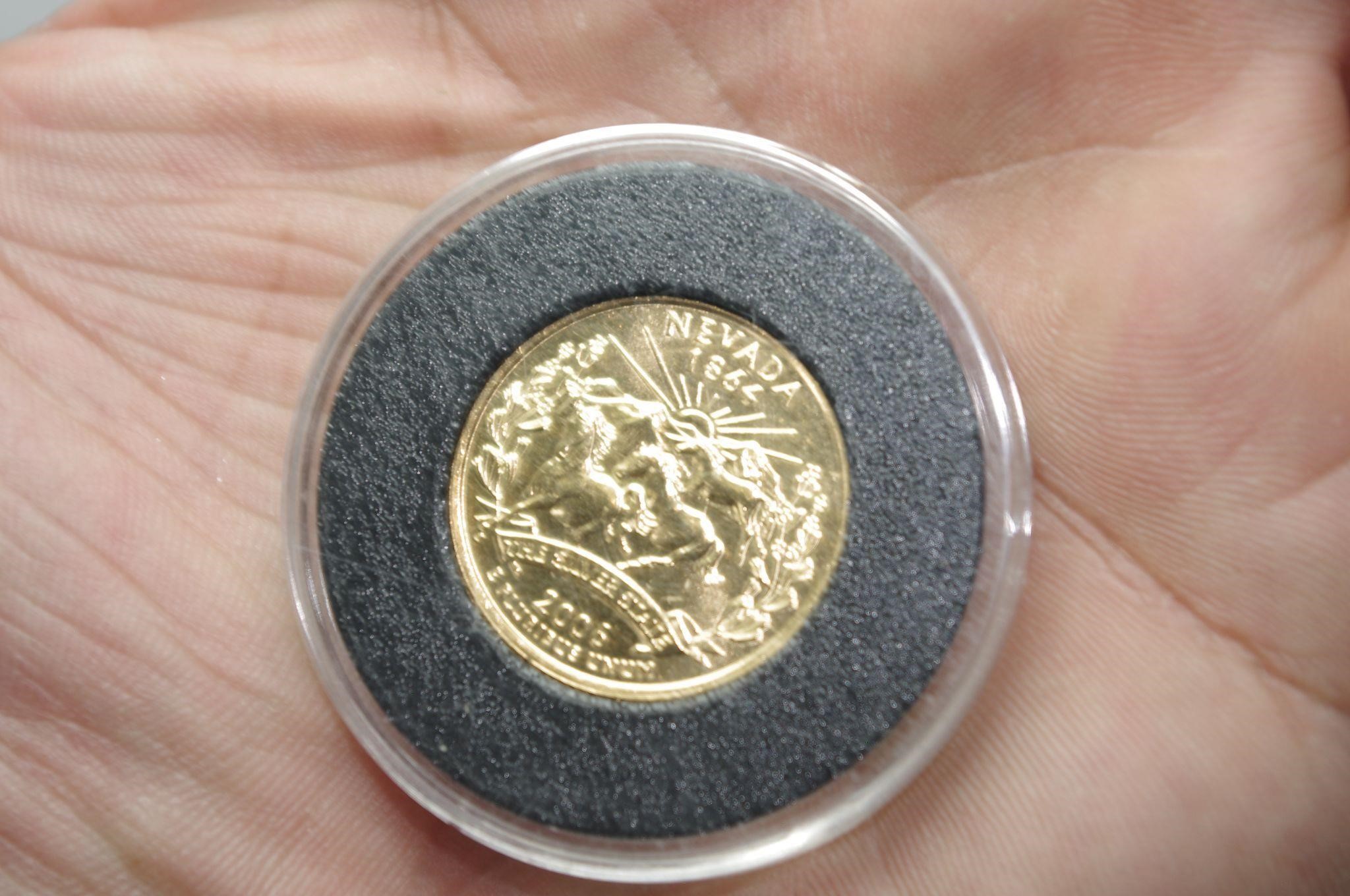 Gold Plated Nevada Quarter and Two Bicentennial