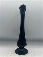 Vintage LE Smith Swung Glass Vase Black