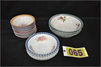 VTG 6", 7" & 9" floral china bowls