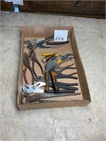 Box of pliers and vice grips