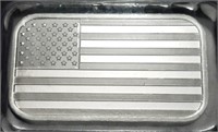 American Flag Art Bar/Ingot - 1 Ounce .999 Silver