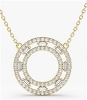 .50 Ct Diamond Circle Pendant Necklace 14 Kt