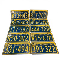 10 Pennsylvania License Plates 1958-1964