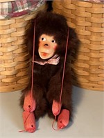 Antique Fur Monkey Marionette String Toy