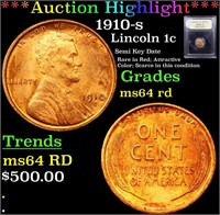 *Highlight* 1910-s Lincoln 1c Graded Choice Unc RD