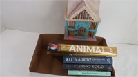 Book Lot & Small Wooden House