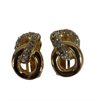 Dior Rhinestone Clip On Vintage Earrings