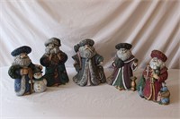 Bisque Clay Santa Lot - set of 5