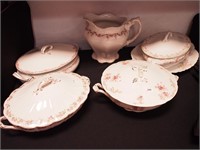 SIx vintage china serving pieces: four