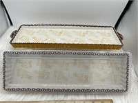 (2) floral lace Temptations by Tara serving trays