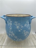 Temptations floral lace canister blue with brown