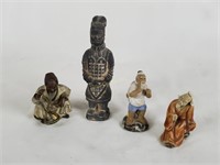 Chinese Men Ceramic Figurines, Snake Charmer