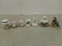 Asst bone china mustard pots and other pieces, oil
