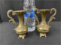 Vintage Mininatture Italian Brass Vases, Pair
