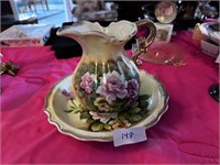 ROSE PITCHER AND BOWL