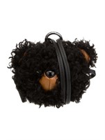 Mcm Black Faux Fur Floral Suede Crossbody Bag